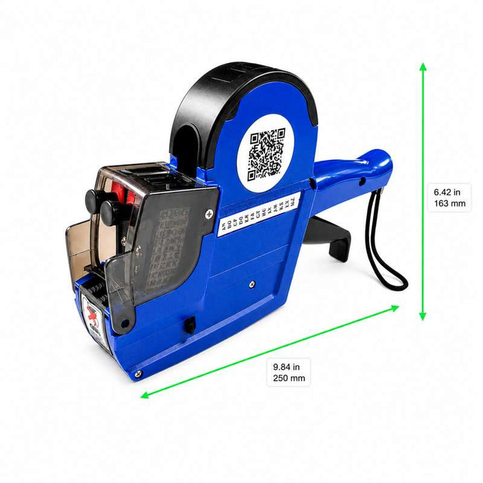 Étiqueteuse à main bleue 2 lignes de 12 caractères 250x45mm H163mm - 1Pcs