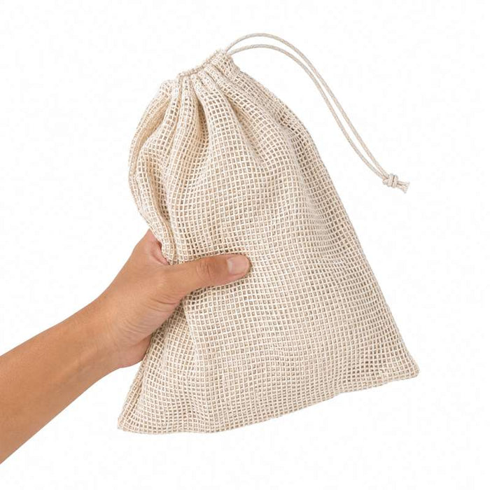 Sac en filet coton naturel avec fermeture en cordelette 300mm H340mm-50Pcs