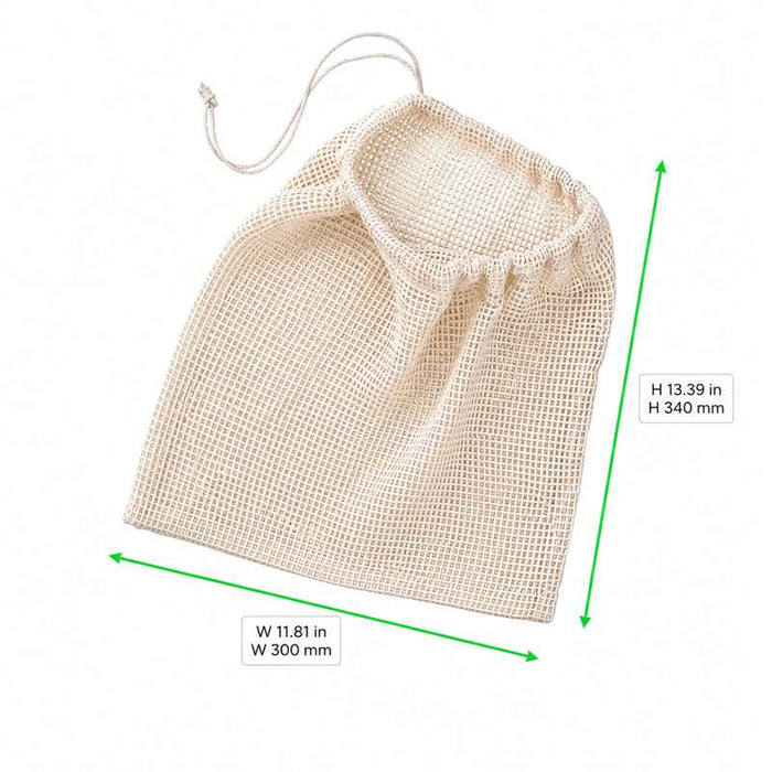 Sac en filet coton naturel avec fermeture en cordelette 300mm H340mm-50Pcs