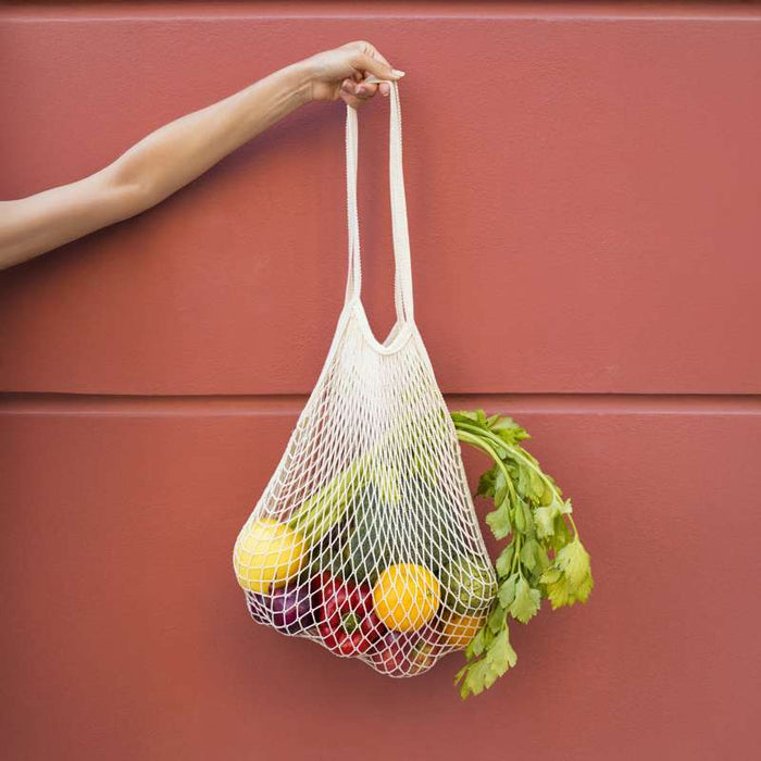 Filet de courses en coton naturel avec anses 10x400mm H400mm-24Pcs