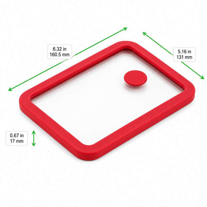 Couvercle GN 1/8 en verre trempé et silicone à 2 bouchons 160,5x131mm H17mm - 48Pcs