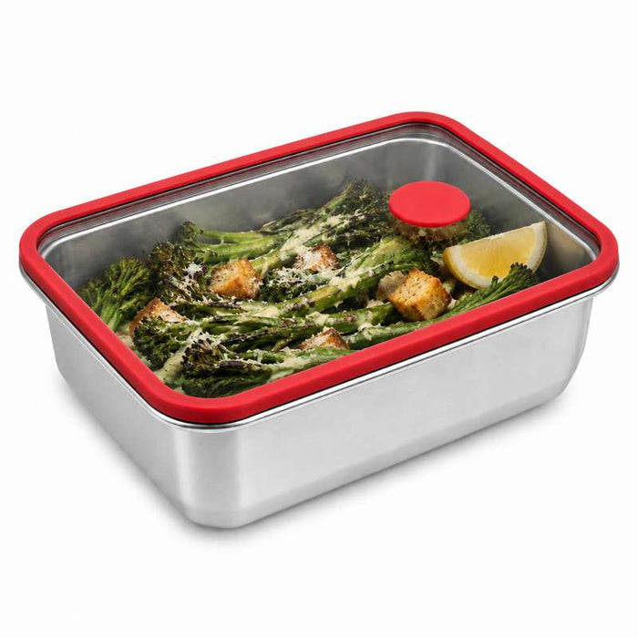 Couvercle GN 1/8 en verre trempé et silicone à 2 bouchons 160,5x131mm H17mm - 48Pcs