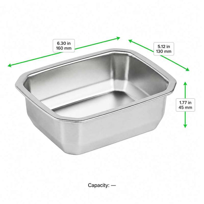 Barquette GN 1/8 scellable en inox 160x130mm H45mm - 48Pcs