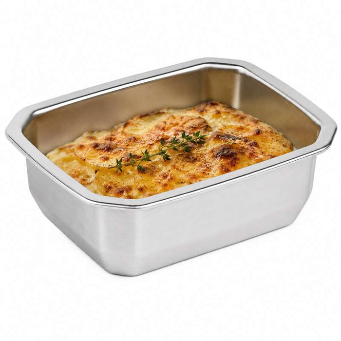 Barquette GN 1/8 scellable en inox 160x130mm H45mm - 48Pcs