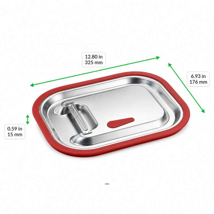 Couvercle gastronorme 1/3 en inox et silicone 325x176mm H15mm - 18Pcs