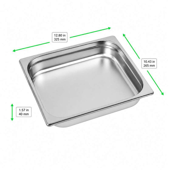 Bac gastronorme 1/2 en inox 325x265mm H40mm - 12Pcs
