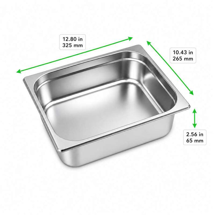 Bac gastronorme 1/2 en inox 325x265mm H65mm - 12Pcs