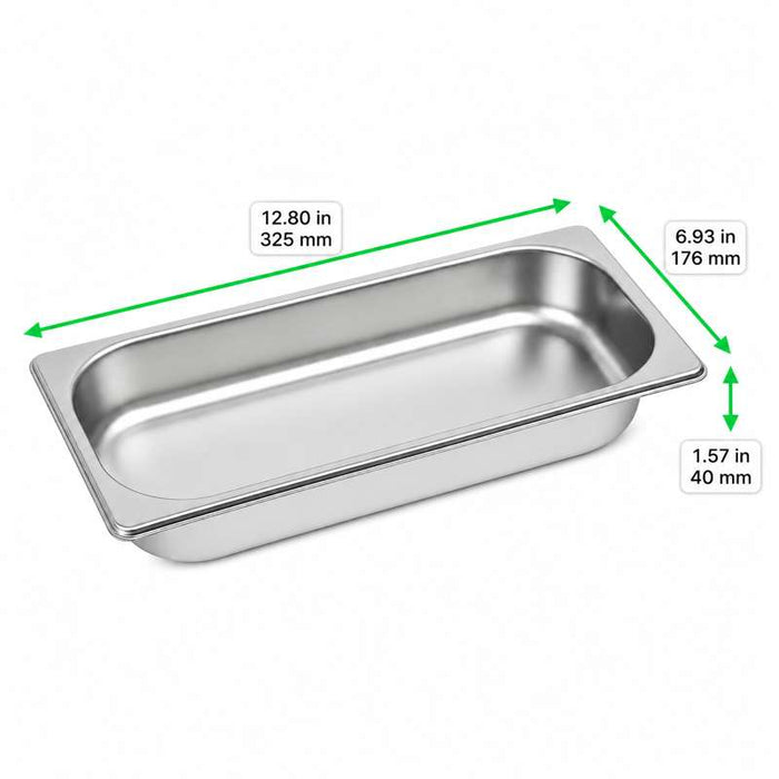 Bac gastronorme 1/3 en inox 325x176mm H40mm - 18Pcs