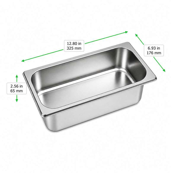 Bac gastronorme 1/3 en inox 325x176mm H65mm - 18Pcs