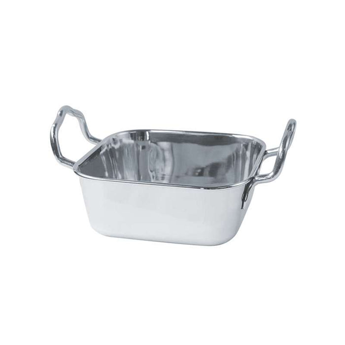 Mini plat inox rectangulaire avec poignées  140x90mm  420ml-12Pcs