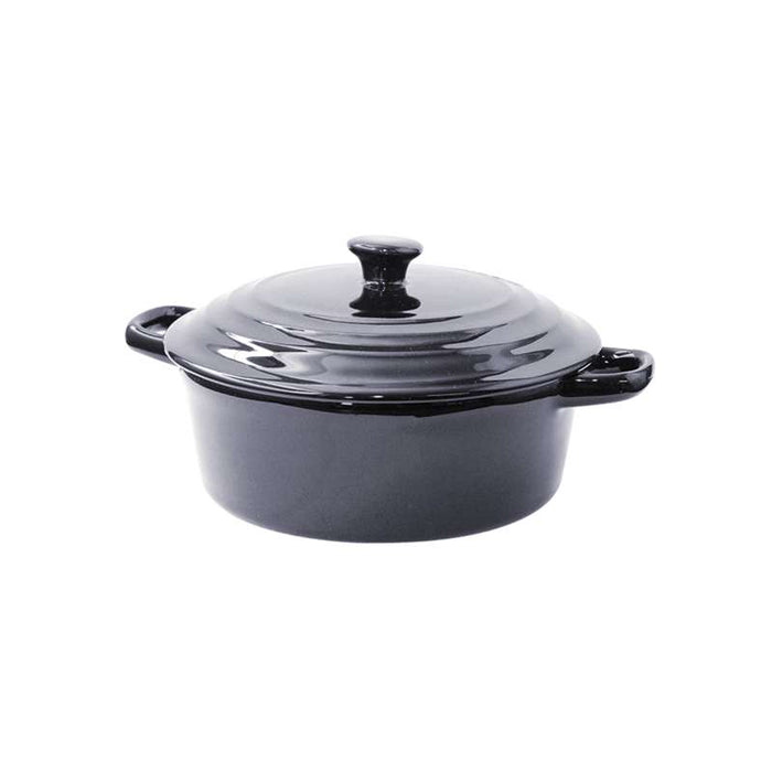 Mini soupière ronde avec couvercle en porcelaine noire   H97mm 600ml-6Pcs