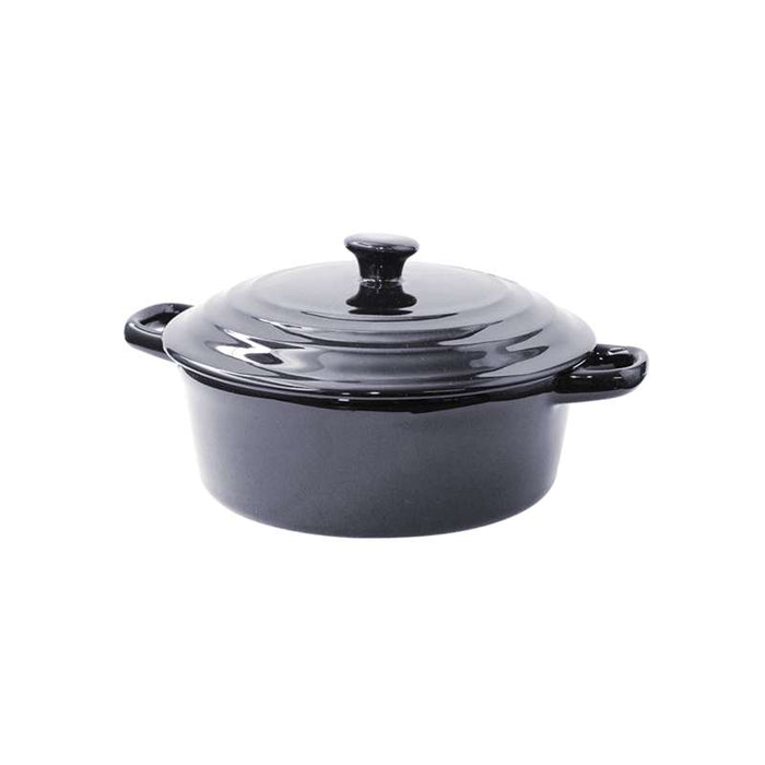 Mini soupière ronde avec couvercle en porcelaine noire   H97mm 600ml-6Pcs
