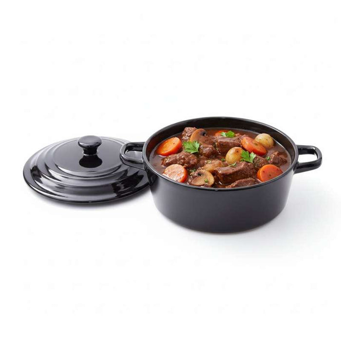 Mini soupière ronde avec couvercle en porcelaine noire   H97mm 600ml-6Pcs