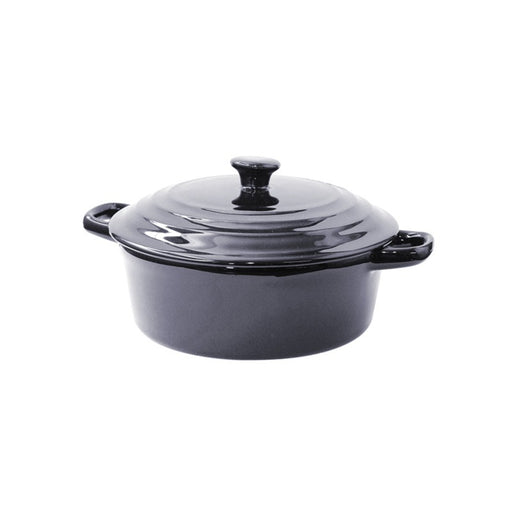 Mini soupière ronde avec couvercle en porcelaine noire   H97mm 600ml-6Pcs