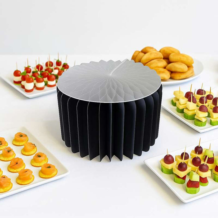 Présentoir pliable noir à plateau acrylique Ø300mm H200mm - 6Pcs