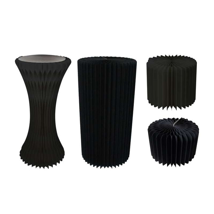 Présentoir pliable noir à plateau acrylique Ø300mm H200mm - 6Pcs