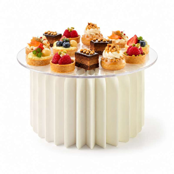 Presentoir blanc pliable avec plateau en acrylique  H200mm-6Pcs