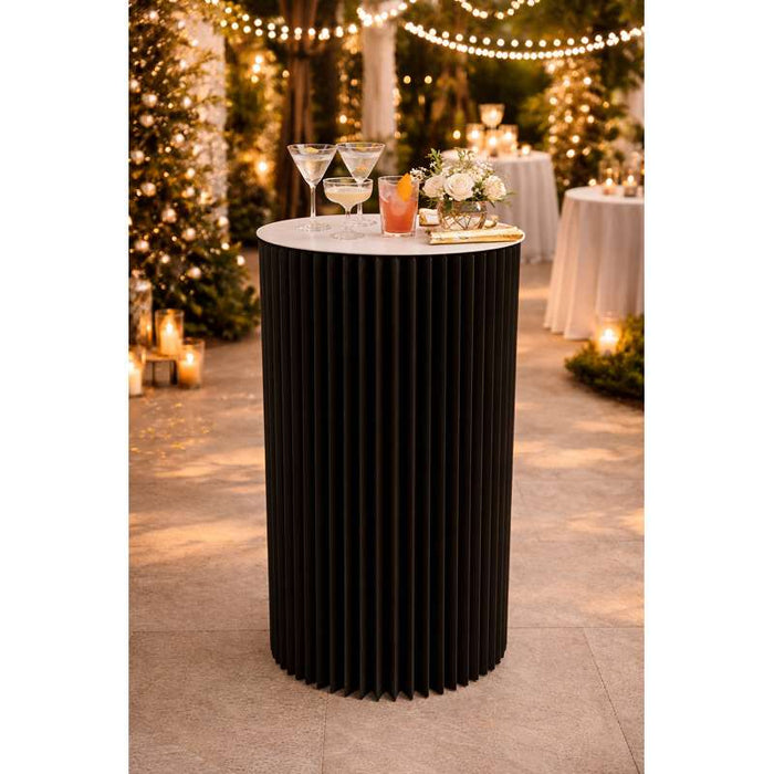 Table illuminée et pliable noire avec plateau en acrylique Ø500mm H1000mm - 2Pcs
