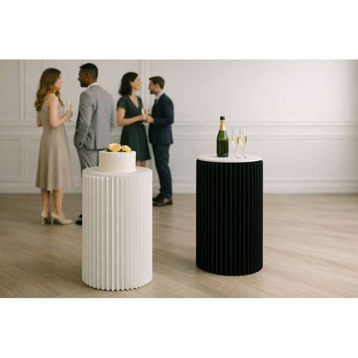 Table illuminée et pliable blanche avec plateau en acrylique Ø500mm H1000mm - 2Pcs