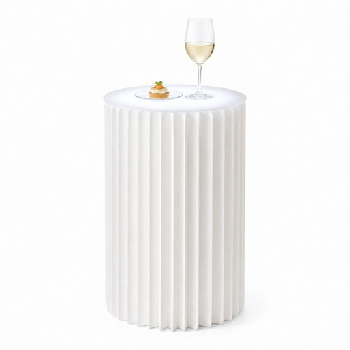 TABLE BLANCHE ILLUMINÉ ET PLIABLE AVEC PLATEAU EN ACRYLIQUE DIA 2PCS