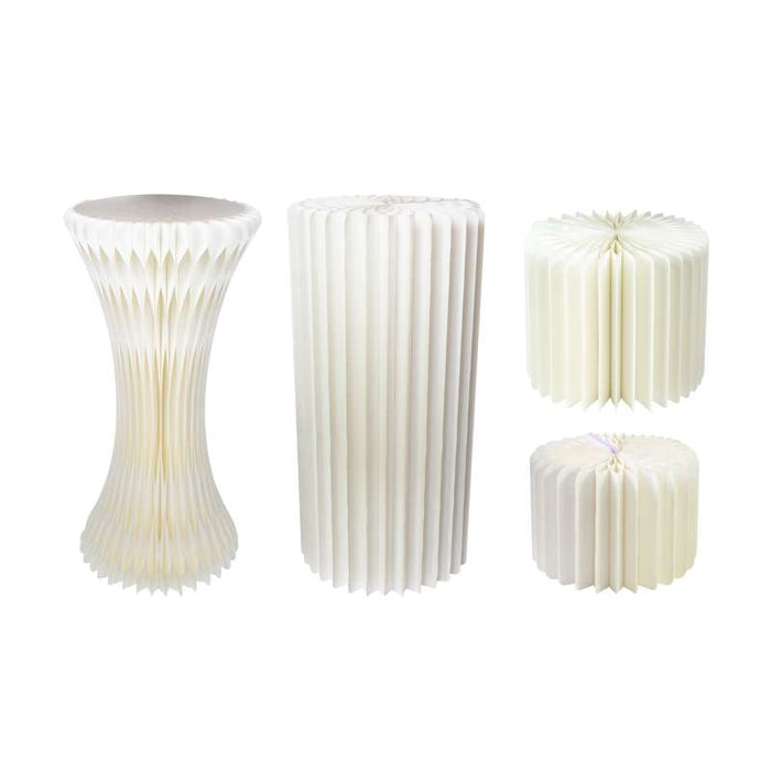 Présentoir tour lumineuse pliable blanche à plateau acrylique Ø500mm H1000mm - 2Pcs