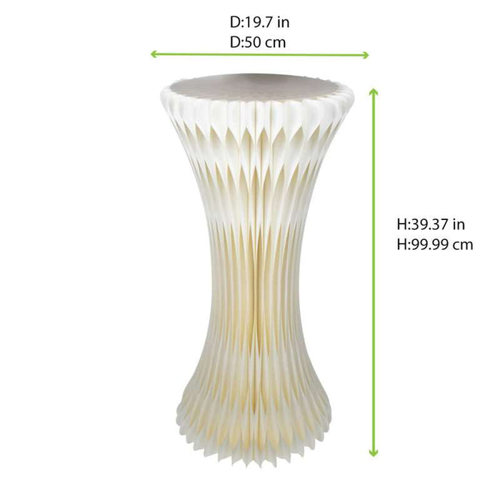 Présentoir tour lumineuse pliable blanche à plateau acrylique Ø500mm H1000mm - 2Pcs