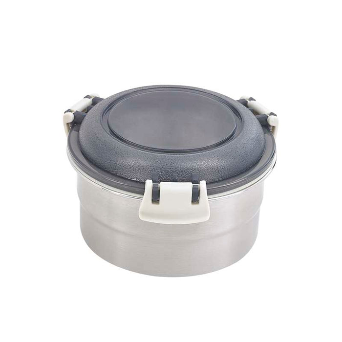 Boite ronde NoxBox en inox avec couvercle en plastique PP noir et fermeture hermétique  H73mm 600ml - 12Pcs