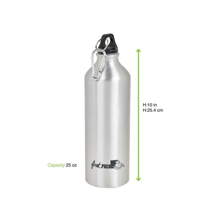 Bouteille à eau en aluminium avec bouchon mousqueton   H255mm 750ml-24Pcs