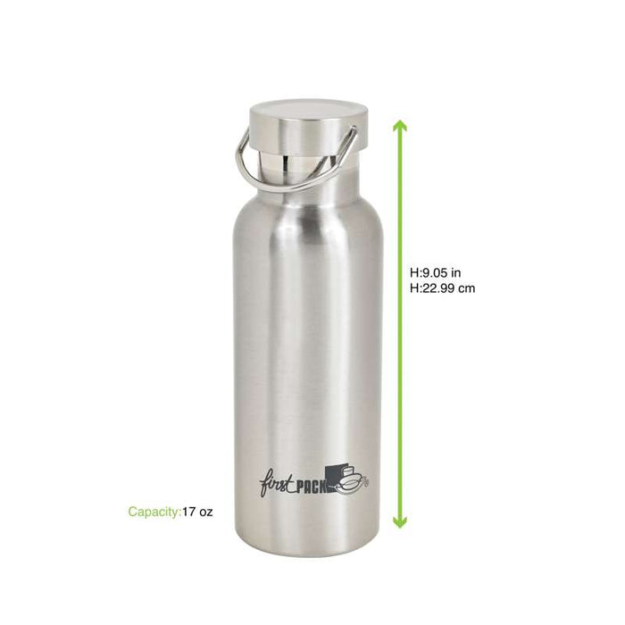 Bouteille à eau en inox à double paroi isotherme avec bouchon   H215mm 500ml-12Pcs