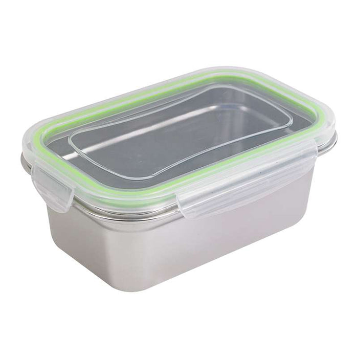 Boite repas rectangulaire NoxBox en inox avec couvercle en plastique PP  193x125mm H70mm 1000ml-6Pcs