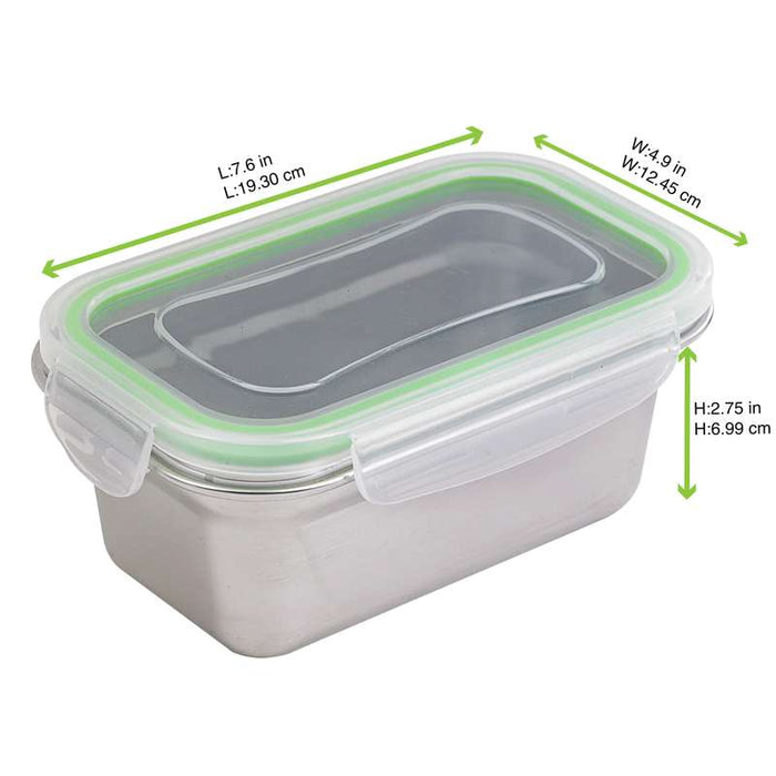 Boite repas rectangulaire NoxBox en inox avec couvercle en plastique PP  193x125mm H70mm 1000ml-6Pcs