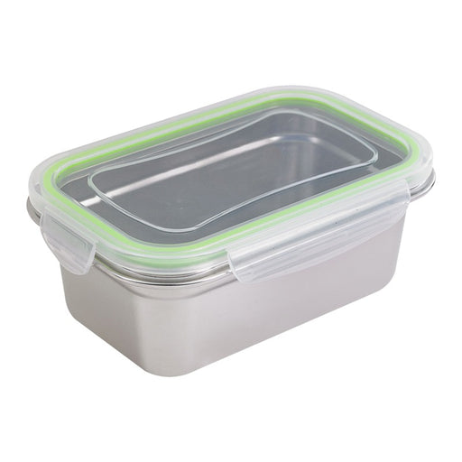 Boite repas rectangulaire NoxBox en inox avec couvercle en plastique PP  193x125mm H70mm 1000ml-6Pcs