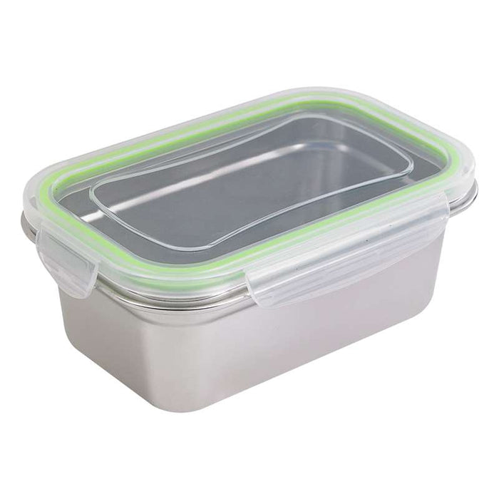 Boite repas rectangulaire NoxBox en inox avec couvercle en plastique PP  223x150mm H80mm 1 600ml-6Pcs