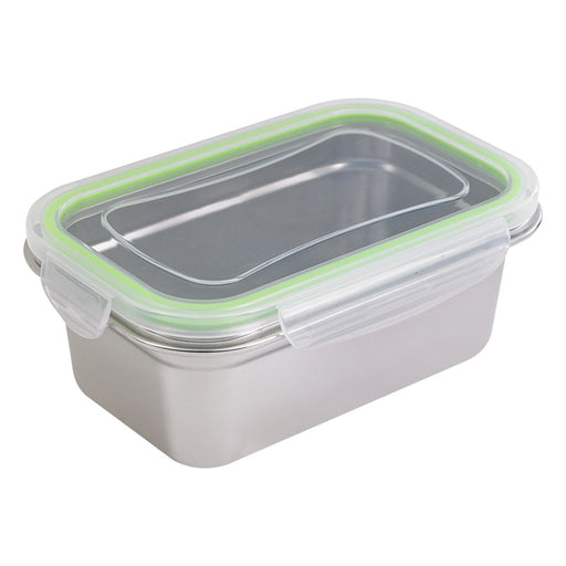 Boite repas rectangulaire NoxBox en inox avec couvercle en plastique PP  223x150mm H80mm 1 600ml-6Pcs