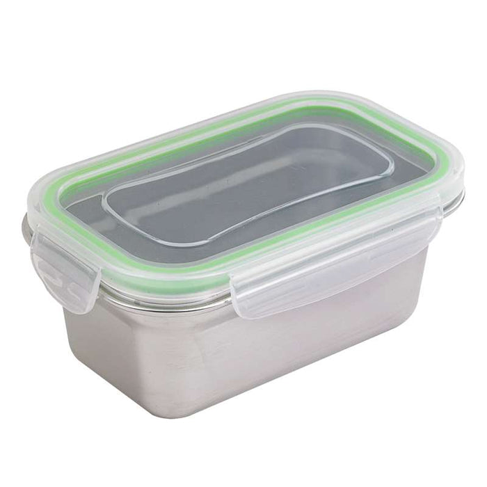 Boite repas rectangulaire NoxBox en inox avec couvercle en plastique PP  163x100mm H65mm 620ml-6Pcs