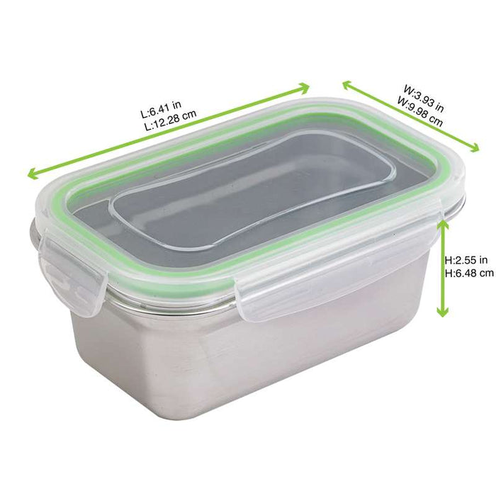 Boite repas rectangulaire NoxBox en inox avec couvercle en plastique PP  163x100mm H65mm 620ml-6Pcs