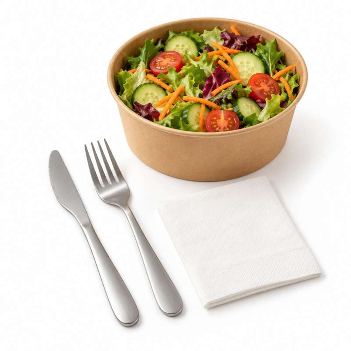 Set couverts inox 3 en 1 "Noxcut" avec serviette, sachet papier 230mm - 250Pcs