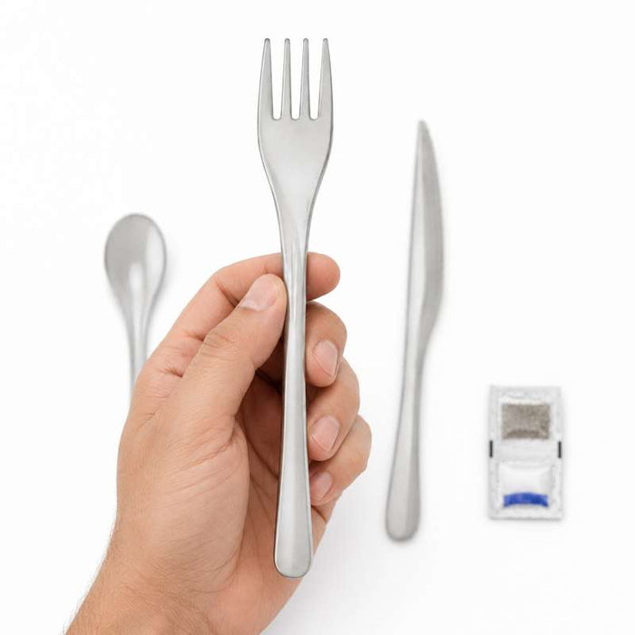 Kit couverts en Inox 6/1 avec étui kraft 230x60mm H25mm-250Pcs