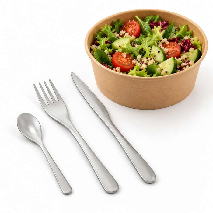 Kit couverts en Inox 6/1 avec étui kraft 230x60mm H25mm-250Pcs