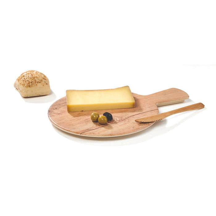 Planche ronde en mélamine décor bois avec poignée   H16mm-6Pcs