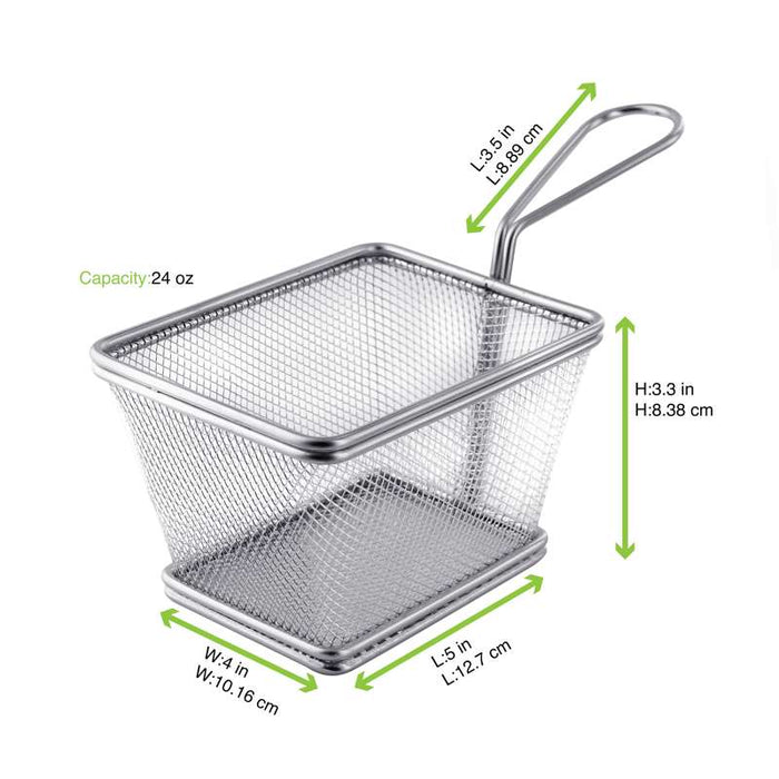 Mini panier friteuse métal rectangulaire  125x100mm H85mm-6Pcs