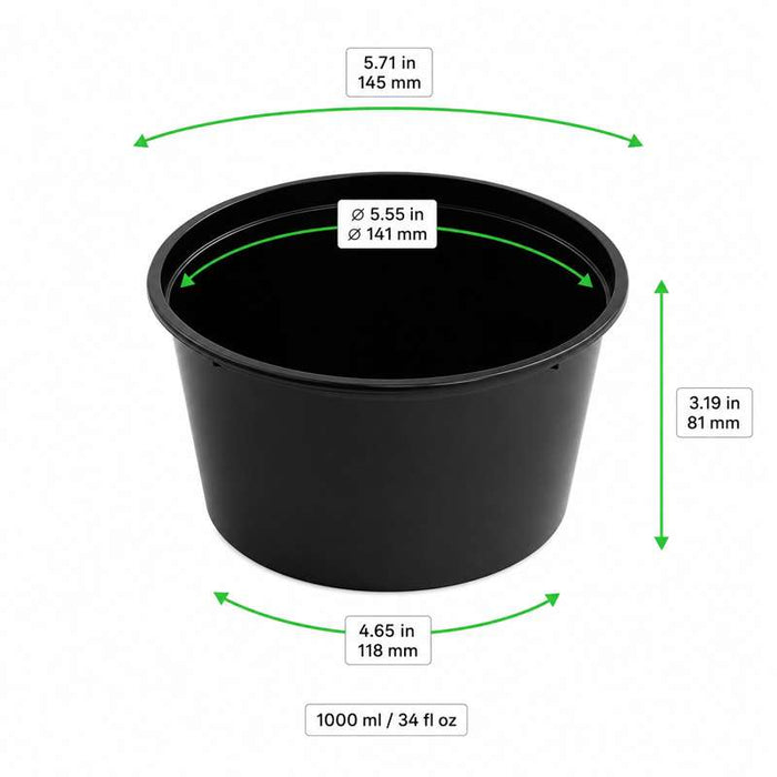 Saladier "Buckaty" rond en PP injecté noir Ø145mm H81mm 1000ml - 500Pcs