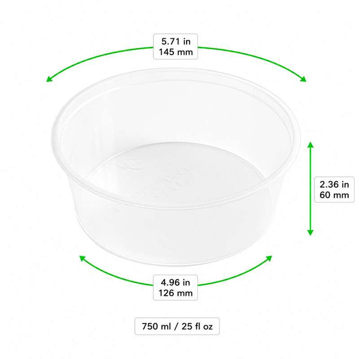 Saladier "Buckaty" transparent en PP injecté réemployable Ø145mm H60mm 750ml - 500Pcs