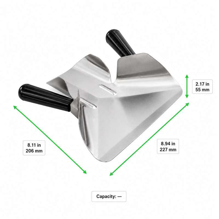 Pelle à frites inox à 2 manches 206x227mm H55mm - 1Pcs