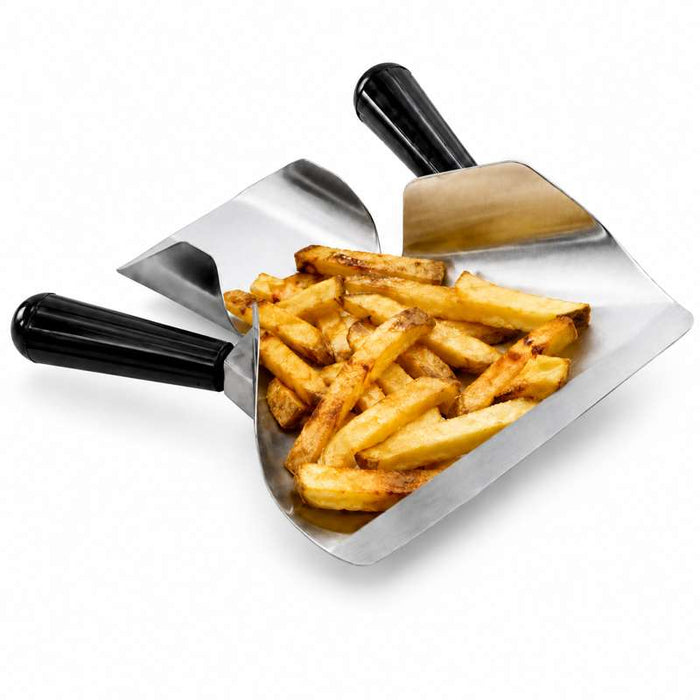 Pelle à frites inox à 2 manches 206x227mm H55mm - 1Pcs
