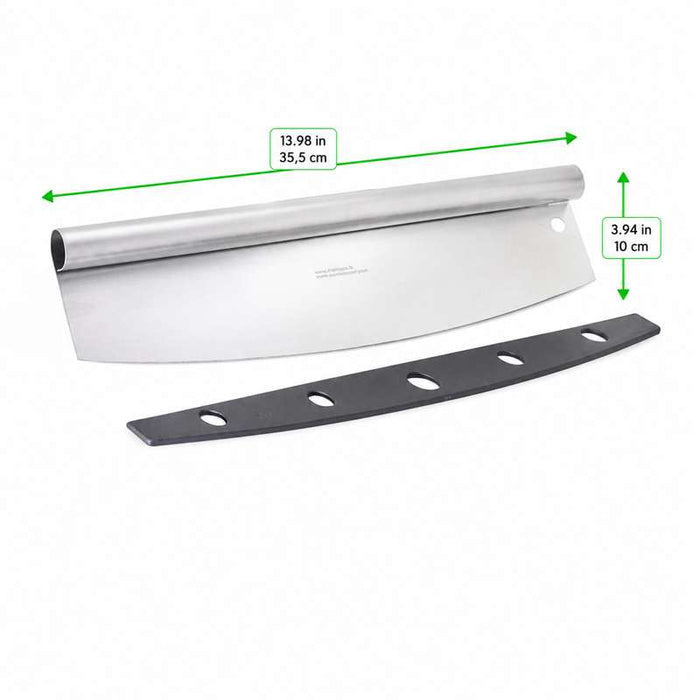 Couteau pizza Rocker en inox avec étui protecteur 355x100mm H25mm-6Pcs