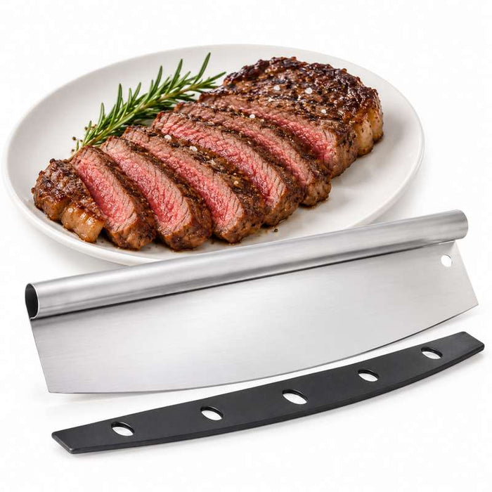 Couteau pizza Rocker en inox avec étui protecteur 355x100mm H25mm-6Pcs