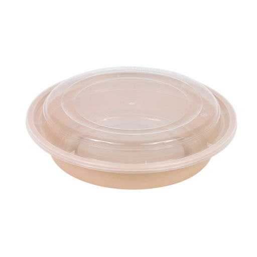 Bol Reemp beige en plastique PP avec couvercle transparent   H51mm 700ml-150Pcs