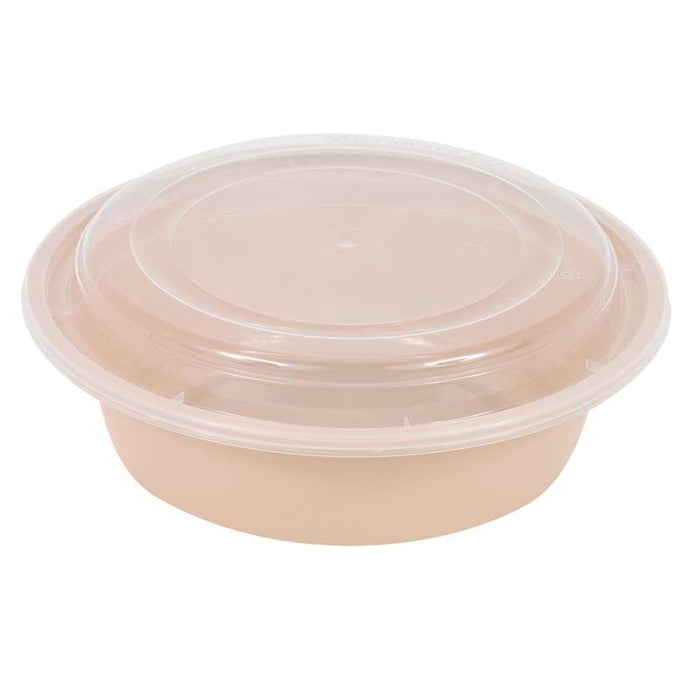 Bol Reemp beige en plastique PP avec couvercle transparent   H67mm 980ml-150Pcs