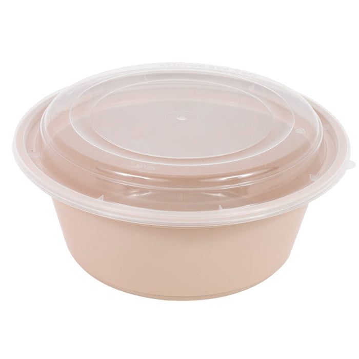 Cuenco reutilizable PP injectado beige con tapa transparente 1200ml Ø182mm A82mm - 50Uds